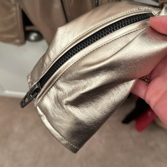 Metallic Pewter Vegan Leather Moto Jacket - Picture 4 of 7